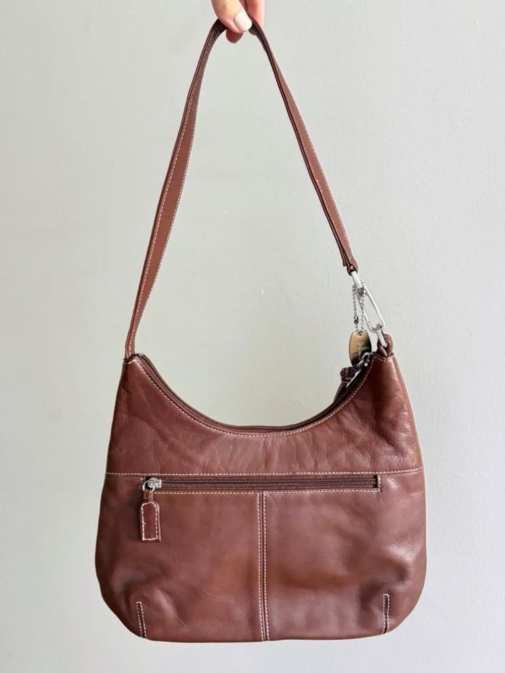 Tignanello Brown Leather Purse Shoulder Bag Y2K